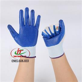 Găng tay sợi phủ sơn xanh